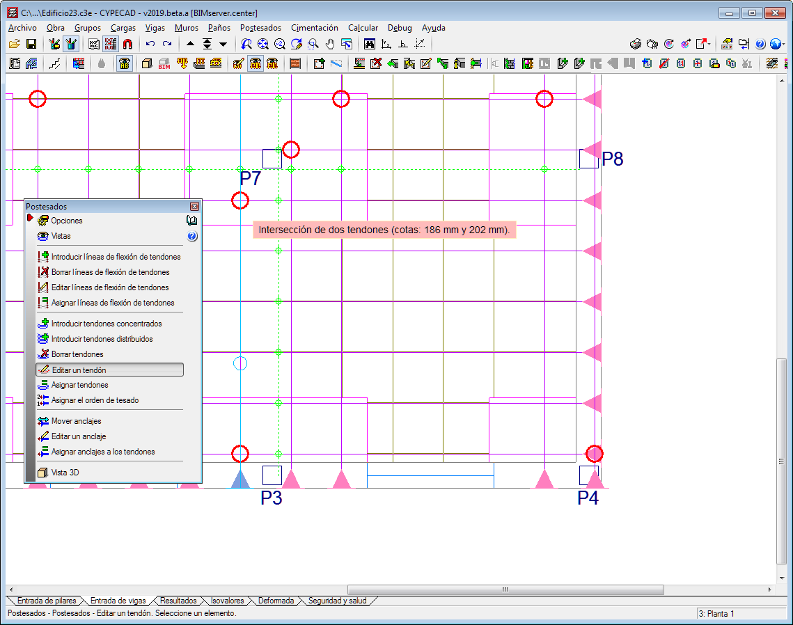 CYPECAD. Forjados reticulares y unidireccionales postesados