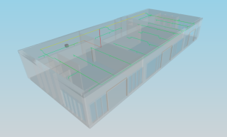 CYPEFIRE Sprinklers. Diagramas de isovalores de tuberías en el visor 3D de BIMserver.center