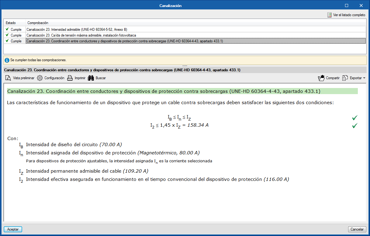 CYPELEC HE 5. Comprobación de la coordinación entre conductores y dispositivos de protección