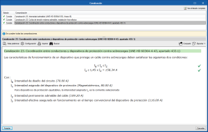 CYPELEC HE 5. Comprobación de la coordinación entre conductores y dispositivos de protección