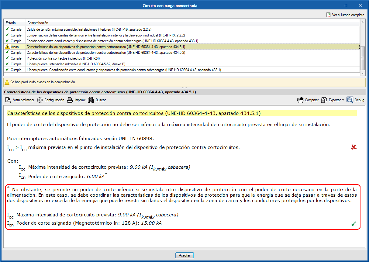 CYPELEC REBT, CYPELEC NF y CYPELEC Core. Uso del poder de corte de protecciones anteriores