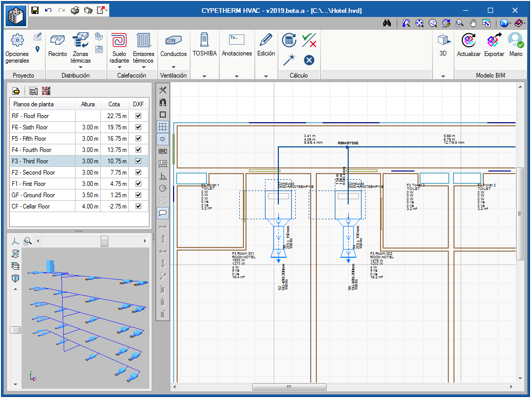 CYPETHERM HVAC. Cálculo de sistemas sobre el modelo BIM
